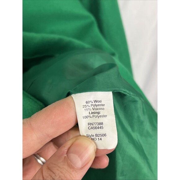 J.Crew Factory Wool-Blend Kelly-Green Pea Coat Women's Size 4 - Picture 5 of 11